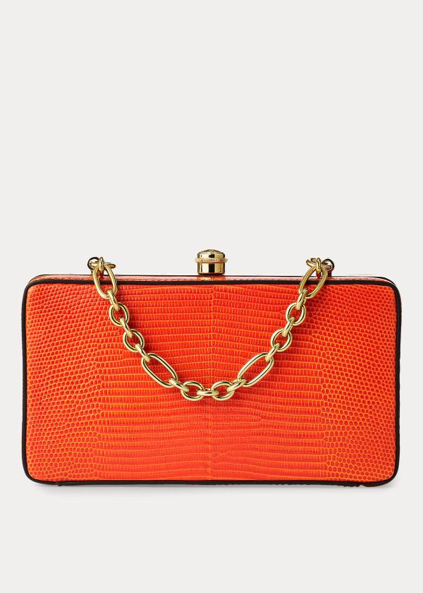 Ralph Lauren Embossed Calfskin Minaudière Oranžové | HsOAS9GK