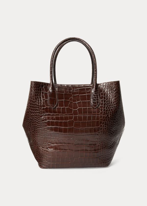 Ralph Lauren Embossed Large Bellport Tote Čokolády | MZbMgaSf