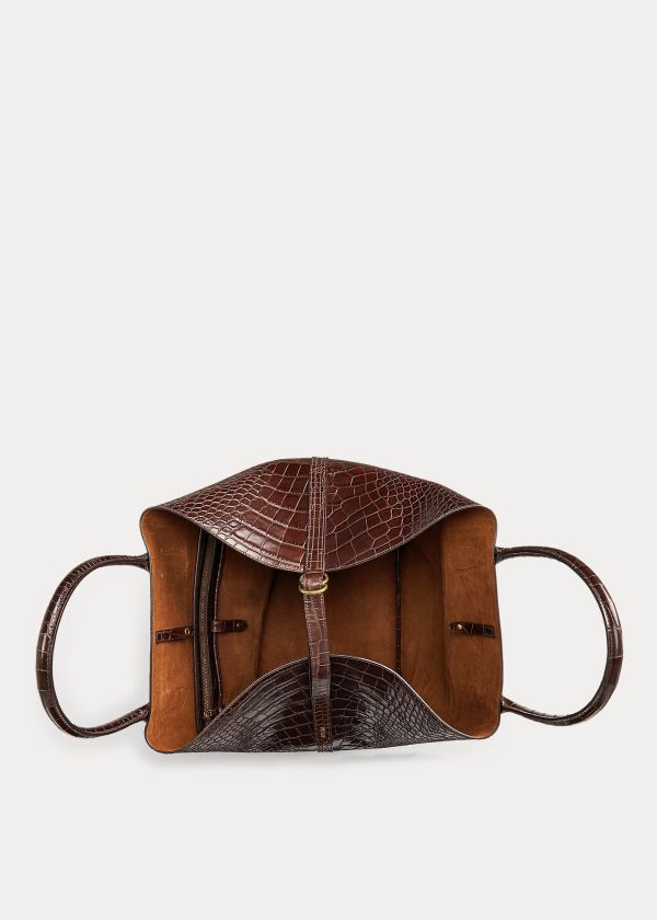 Ralph Lauren Embossed Large Bellport Tote Čokolády | MZbMgaSf