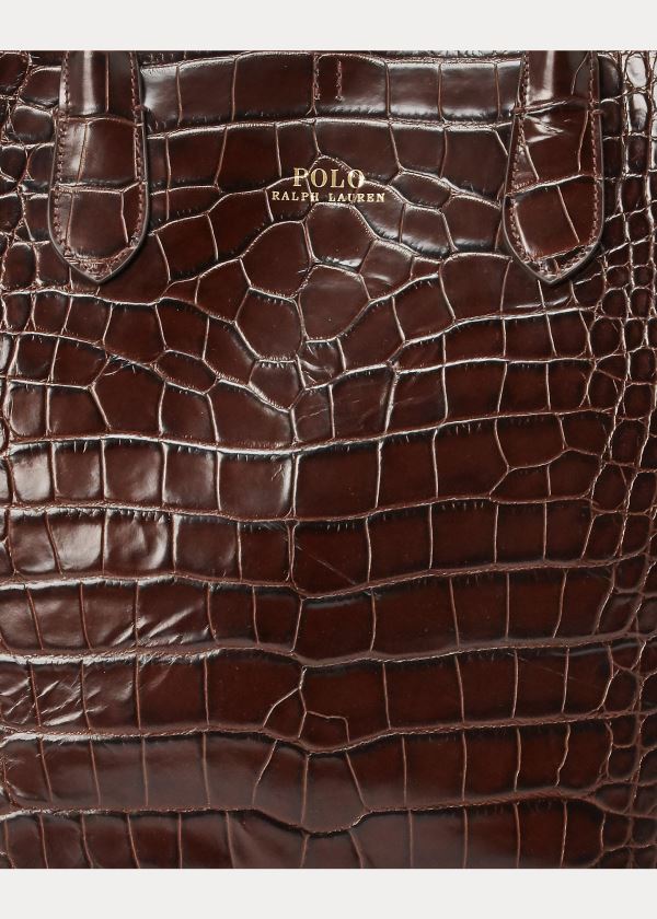 Ralph Lauren Embossed Large Bellport Tote Čokolády | MZbMgaSf