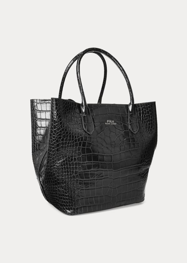 Ralph Lauren Embossed Large Bellport Tote Černé | miwwxqHl