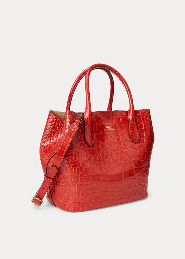 Ralph Lauren Embossed Medium Bellport Tote Červené | HTRHpCDC