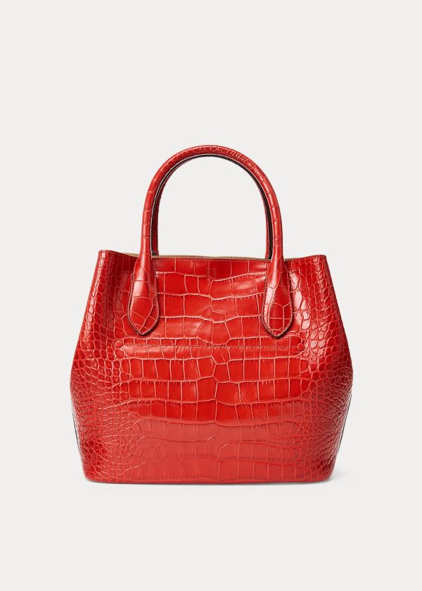 Ralph Lauren Embossed Medium Bellport Tote Červené | HTRHpCDC