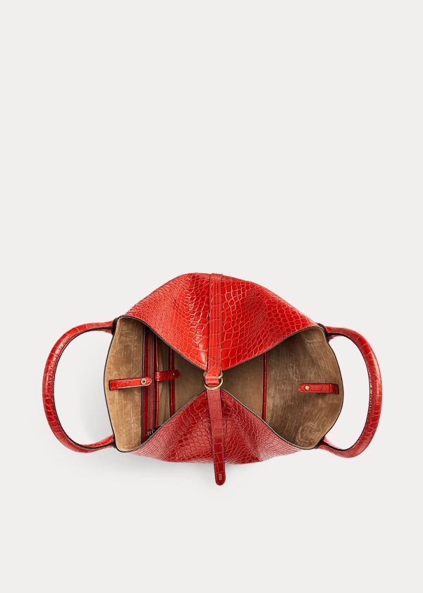 Ralph Lauren Embossed Medium Bellport Tote Červené | HTRHpCDC