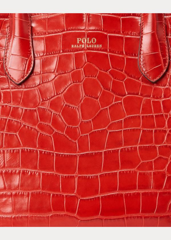 Ralph Lauren Embossed Medium Bellport Tote Červené | HTRHpCDC