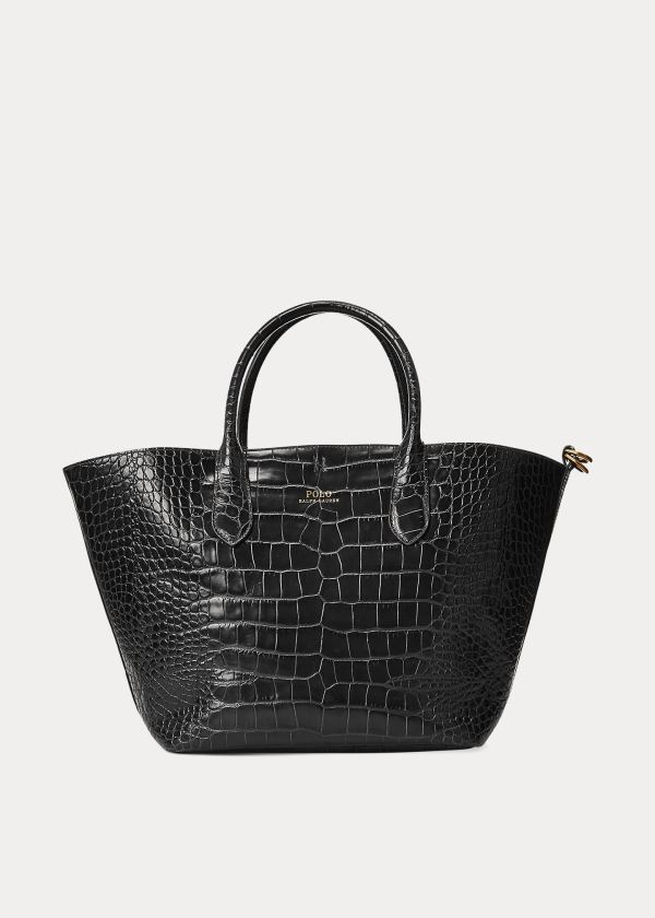 Ralph Lauren Embossed Medium Bellport Tote Černé | tcvGmctZ