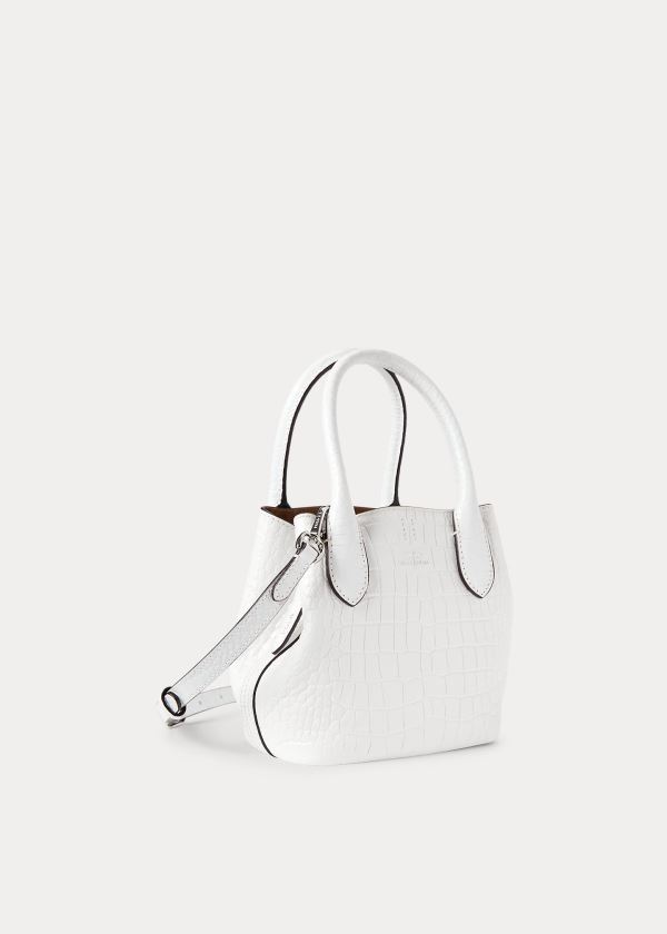 Ralph Lauren Embossed Mini Bellport Tote Bílé | PtF1NQDm