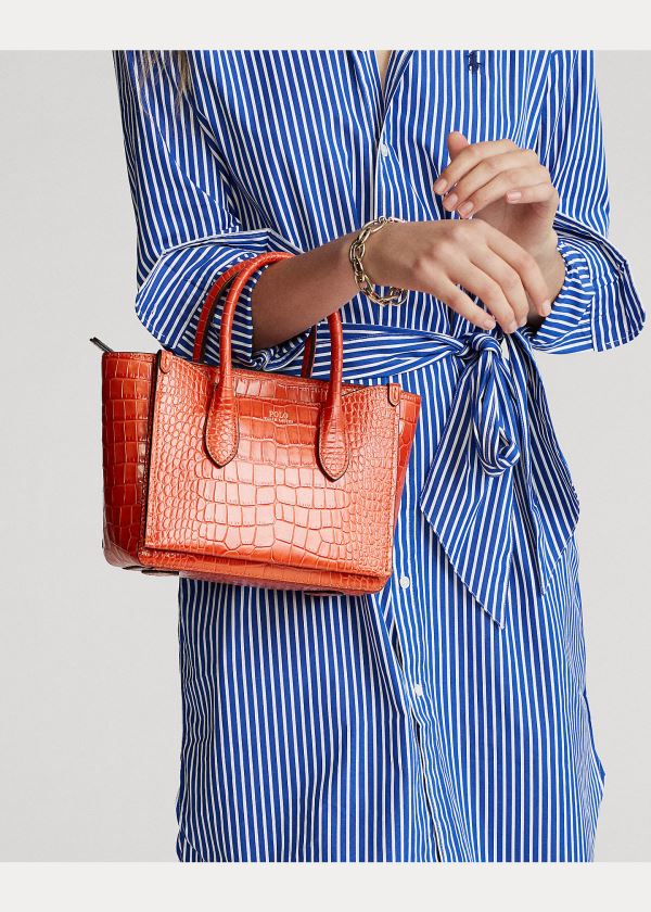 Ralph Lauren Embossed Mini Sloane Satchel Oranžové | Oz3XAehR