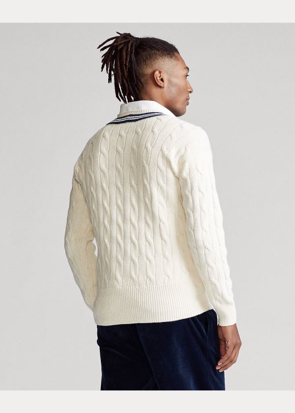 Ralph Lauren Embroidered Cricket Svetrové Krém Tmavě Blankyt | 0tzy6UrE