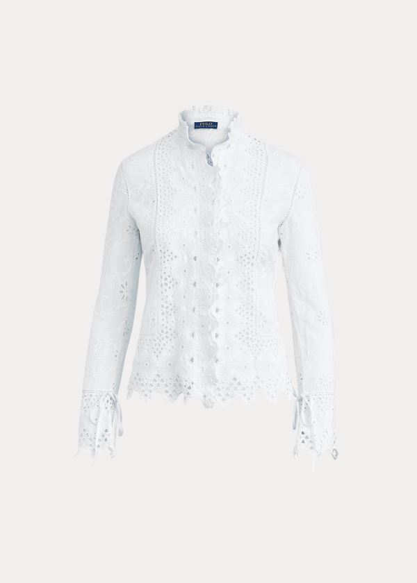 Ralph Lauren Embroidered Eyelet Shirt Bílé | JfazK1X8