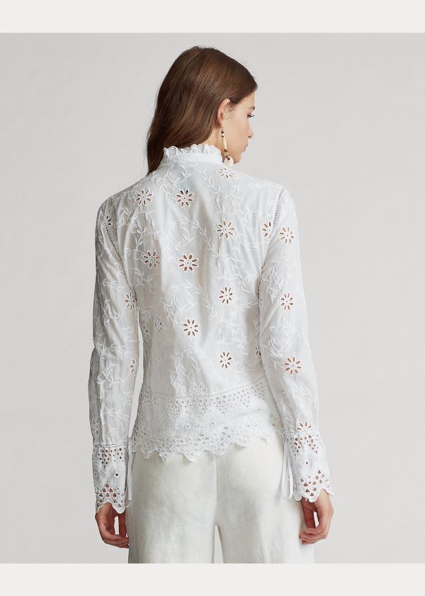 Ralph Lauren Embroidered Eyelet Shirt Bílé | JfazK1X8