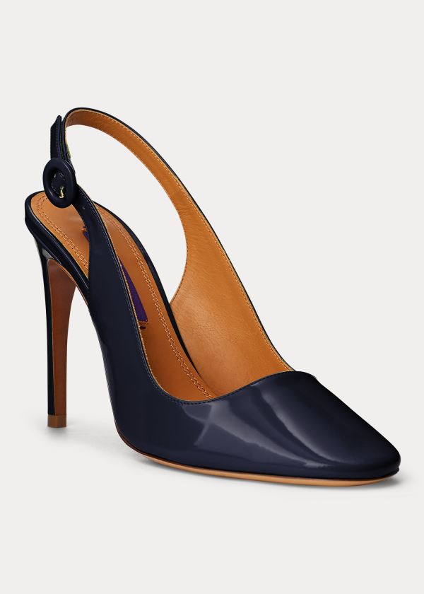 Ralph Lauren Emersyn Lakovaná Slingback Tmavě Blankyt | cqI3V9Xe