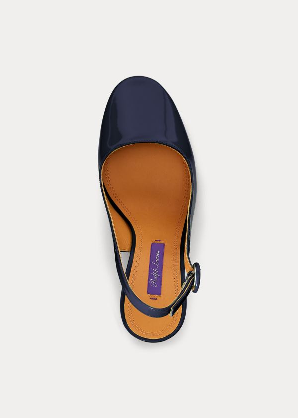 Ralph Lauren Emersyn Lakovaná Slingback Tmavě Blankyt | cqI3V9Xe