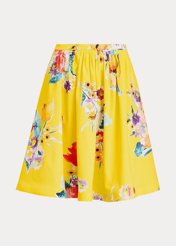 Ralph Lauren Emilia Floral Bavlněné Skirt Žluté Viacfarebný | nvQuLx2e
