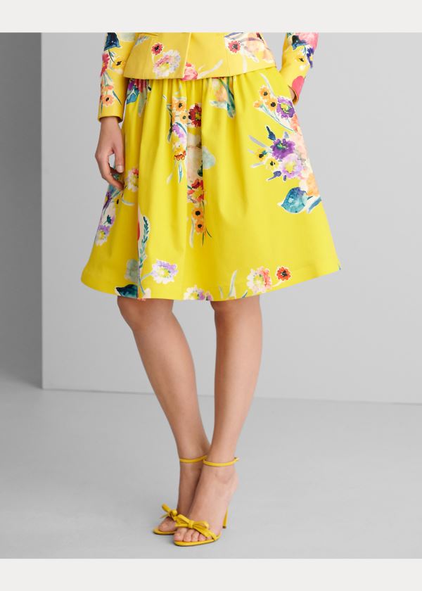 Ralph Lauren Emilia Floral Bavlněné Skirt Žluté Viacfarebný | nvQuLx2e