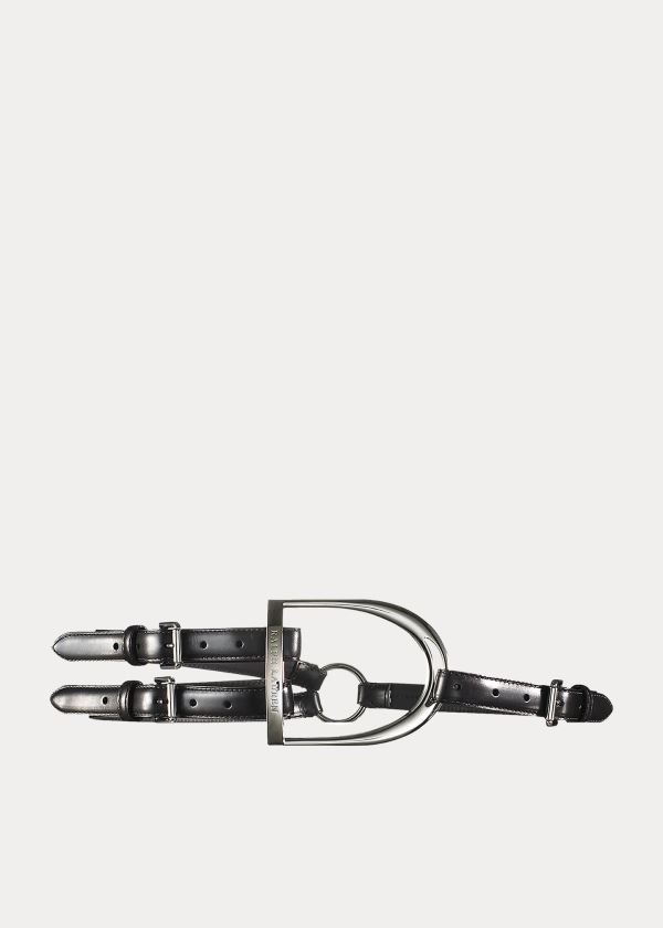 Ralph Lauren Equestrian Tri-Páskové Calf Belt Černé | okVAazU5
