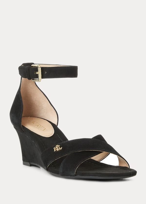 Ralph Lauren Erinn Semišové Sandal Černé | cgiDydSS