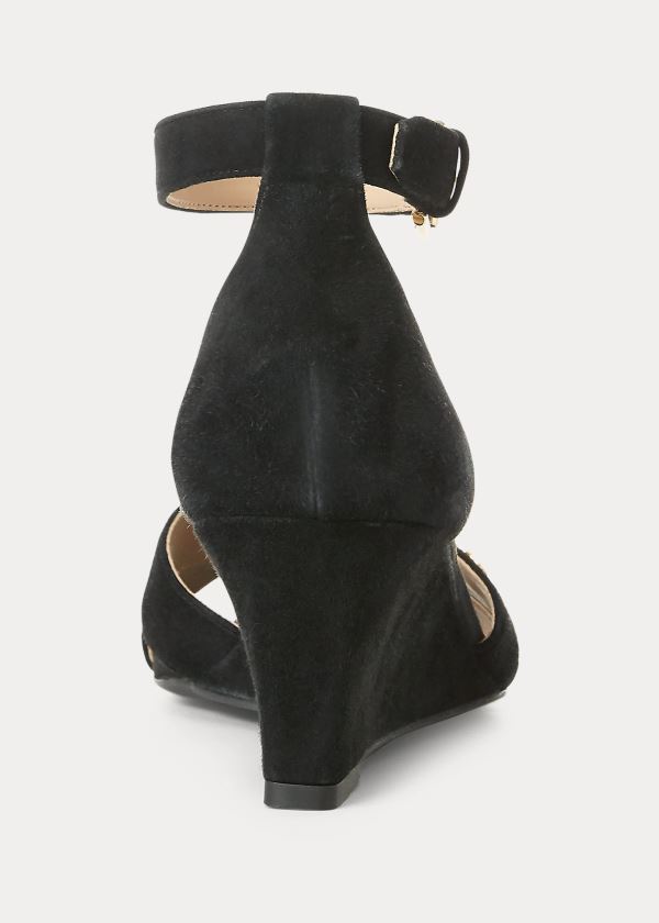 Ralph Lauren Erinn Semišové Sandal Černé | cgiDydSS