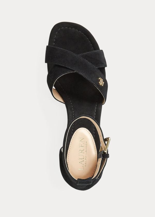 Ralph Lauren Erinn Semišové Sandal Černé | cgiDydSS