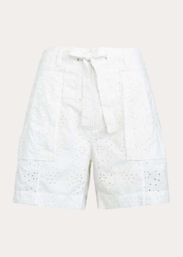 Ralph Lauren Eyelet Bavlněné Krátké Bílé | fHmEXHV0