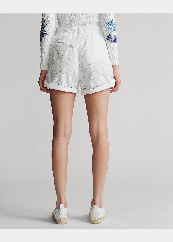 Ralph Lauren Eyelet Bavlněné Krátké Bílé | fHmEXHV0
