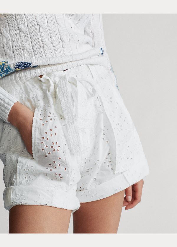 Ralph Lauren Eyelet Bavlněné Krátké Bílé | fHmEXHV0