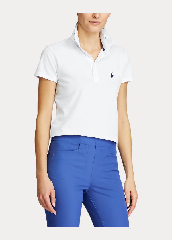 Ralph Lauren Eyelet Golfové Polo Shirt Bílé | cMPXNE10