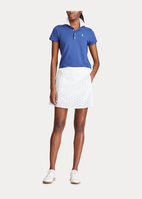 Ralph Lauren Eyelet Golfové Polo Shirt Královská Modrá Tmavě Blankyt | mz2MCsve