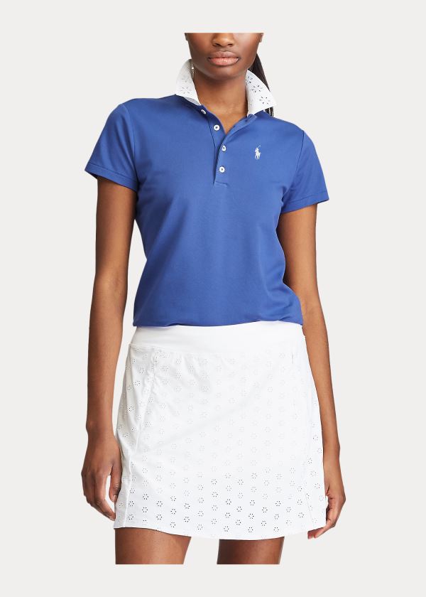 Ralph Lauren Eyelet Golfové Polo Shirt Královská Modrá Tmavě Blankyt | mz2MCsve