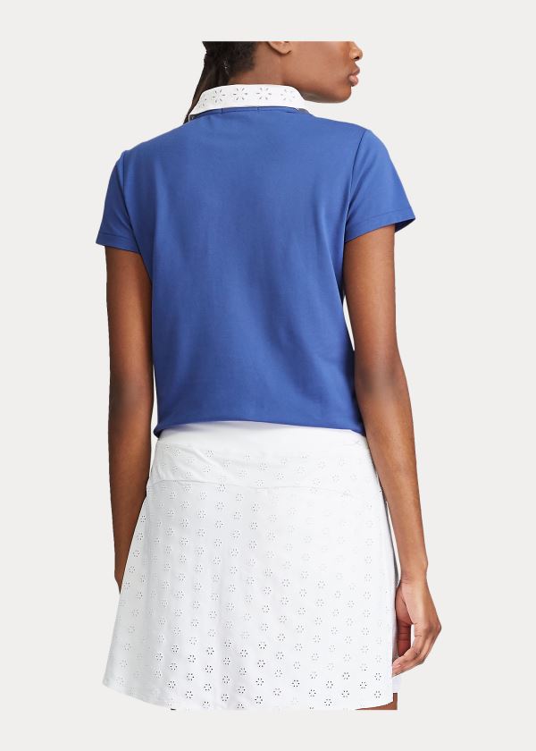 Ralph Lauren Eyelet Golfové Polo Shirt Královská Modrá Tmavě Blankyt | mz2MCsve