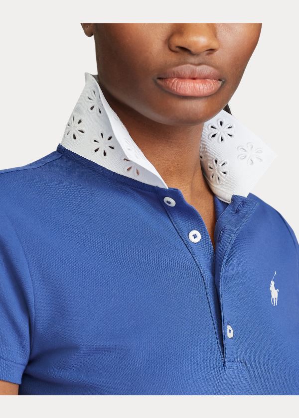 Ralph Lauren Eyelet Golfové Polo Shirt Královská Modrá Tmavě Blankyt | mz2MCsve