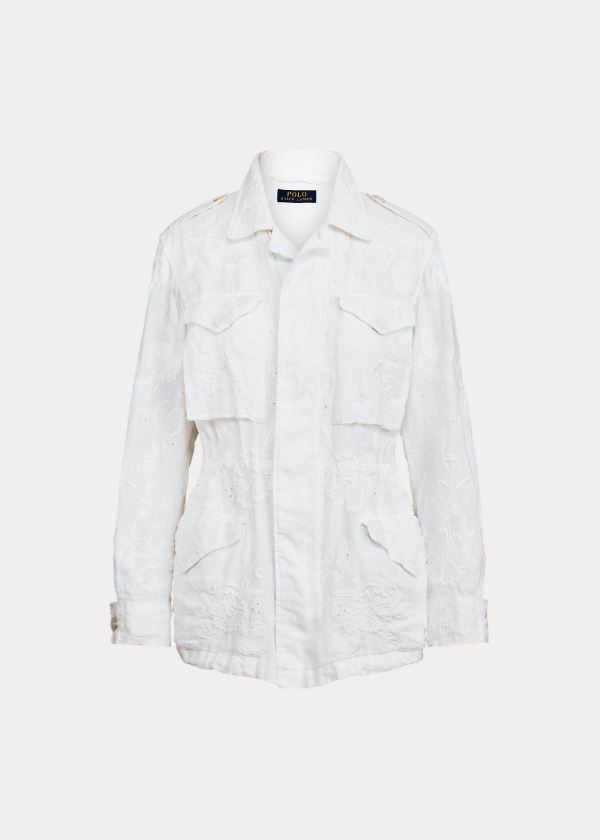 Ralph Lauren Eyelet Linen Jacket Bílé | DSxbDfKn