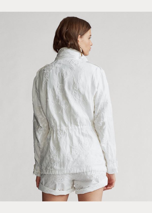 Ralph Lauren Eyelet Linen Jacket Bílé | DSxbDfKn
