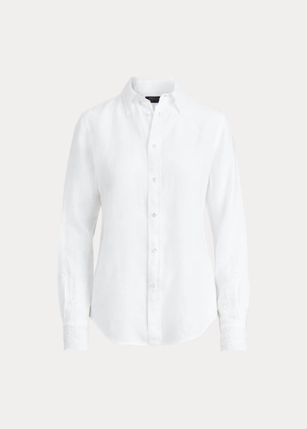 Ralph Lauren Eyelet Linen Shirt Bílé | K1Peq1Jl
