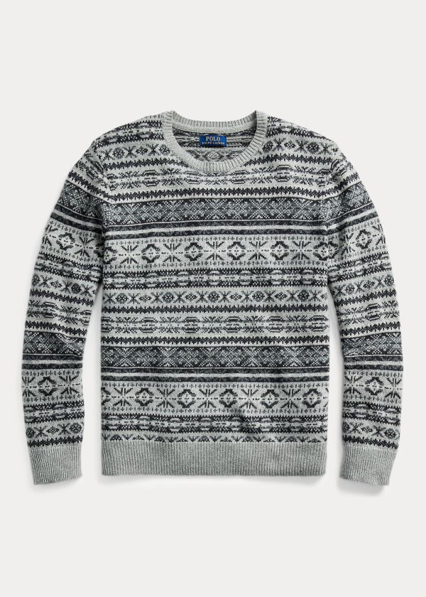 Ralph Lauren Fair Isle Bavlněné-Blend Svetrové Šedé | TPDaZrGD