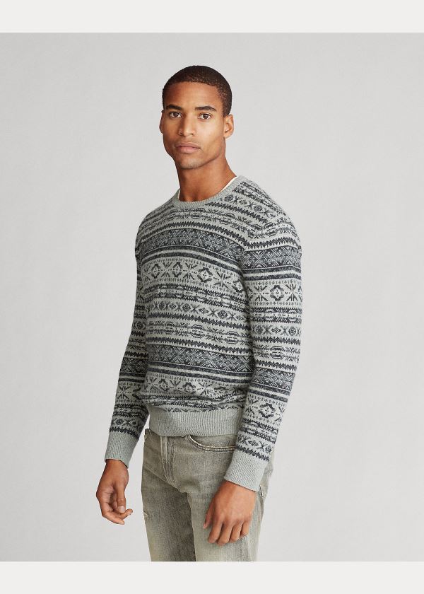 Ralph Lauren Fair Isle Bavlněné-Blend Svetrové Šedé | TPDaZrGD
