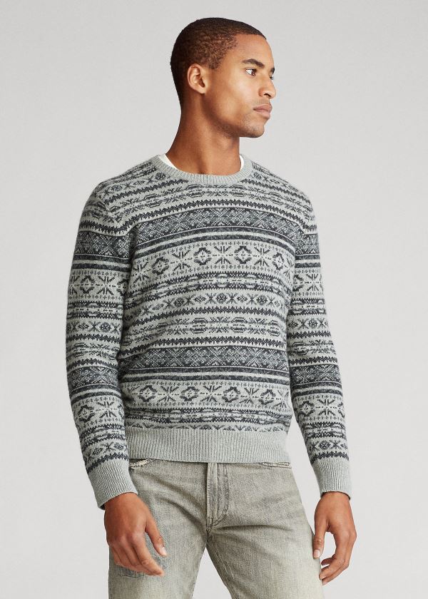 Ralph Lauren Fair Isle Bavlněné-Blend Svetrové Šedé | TPDaZrGD