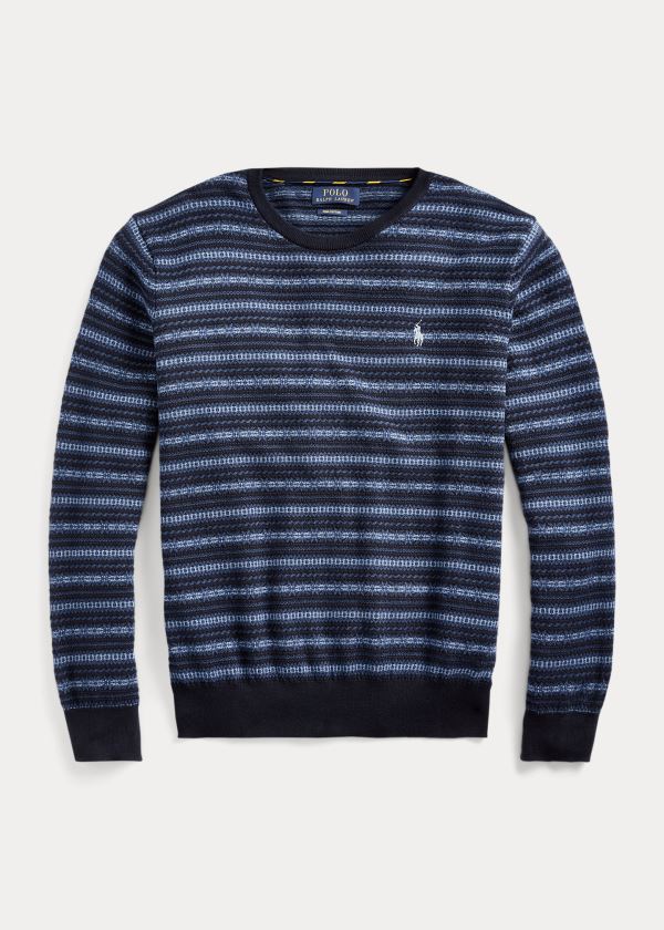 Ralph Lauren Fair Isle Bavlněné Svetrové Tmavě Blankyt Bílé Proužek | HGaiSIi8
