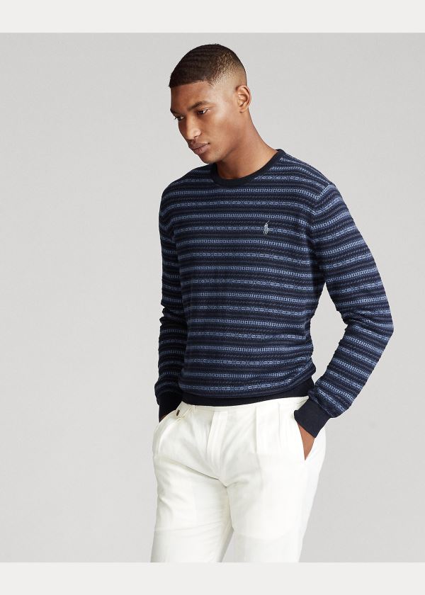 Ralph Lauren Fair Isle Bavlněné Svetrové Tmavě Blankyt Bílé Proužek | HGaiSIi8