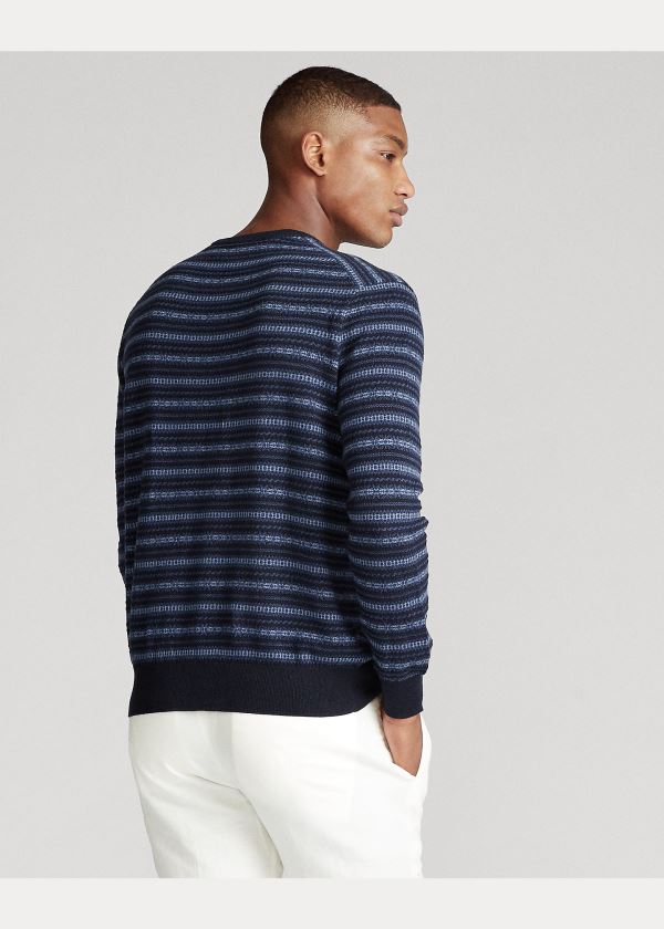 Ralph Lauren Fair Isle Bavlněné Svetrové Tmavě Blankyt Bílé Proužek | HGaiSIi8