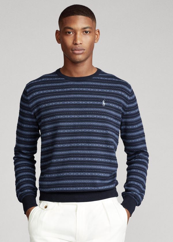 Ralph Lauren Fair Isle Bavlněné Svetrové Tmavě Blankyt Bílé Proužek | HGaiSIi8