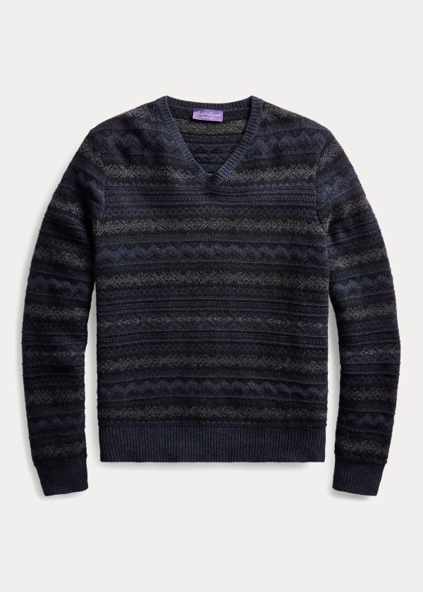 Ralph Lauren Fair Isle Cashmere Svetrové Tmavě Blankyt Viacfarebný | JvJNTFcs