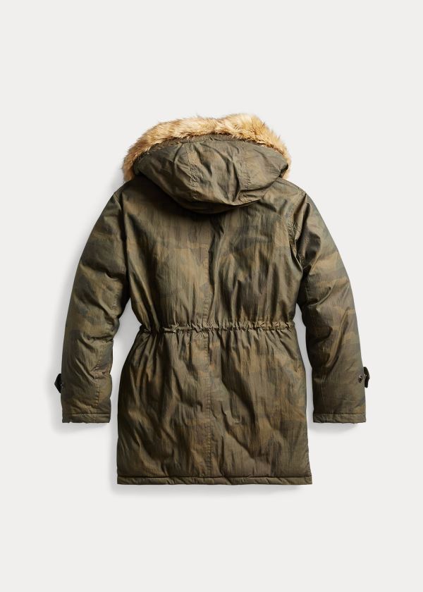Ralph Lauren Faux-Fur-Trim Camo Parka Olivy Zelené Maskáčové | uWvNyW1b