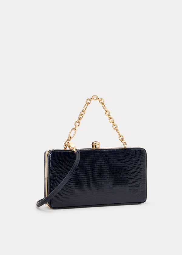 Ralph Lauren Faux-Lizard Minaudière Tmavě Blankyt | tgD6vdXT