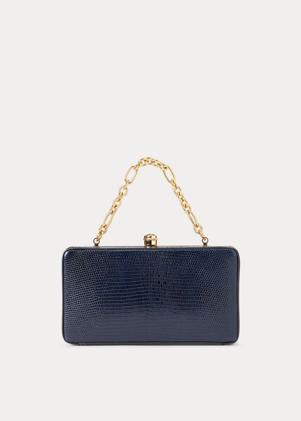 Ralph Lauren Faux-Lizard Minaudière Tmavě Blankyt | tgD6vdXT