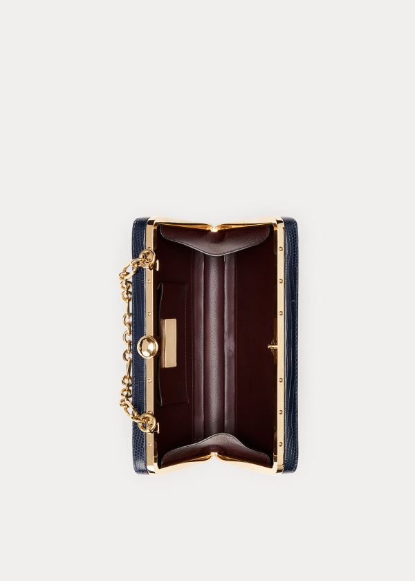 Ralph Lauren Faux-Lizard Minaudière Tmavě Blankyt | tgD6vdXT
