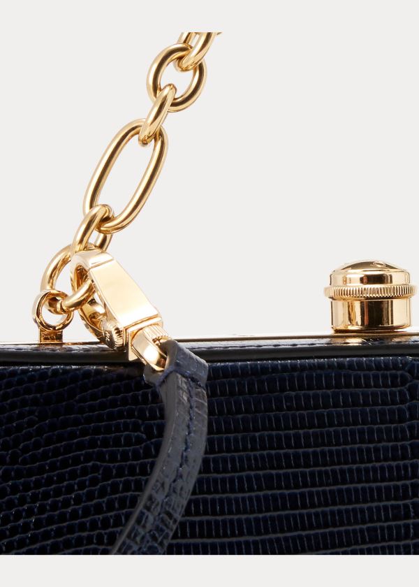 Ralph Lauren Faux-Lizard Minaudière Tmavě Blankyt | tgD6vdXT