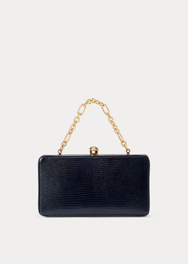 Ralph Lauren Faux-Lizard Minaudière Tmavě Blankyt | tgD6vdXT