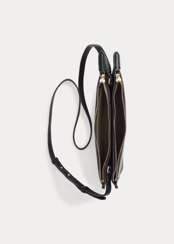 Ralph Lauren Faux-Læder Carter Crossbody Černé | TW5lfm8l