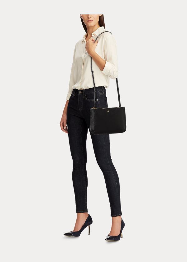 Ralph Lauren Faux-Læder Carter Crossbody Černé | TW5lfm8l